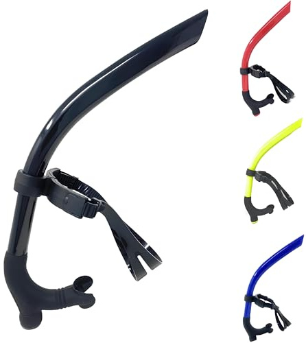 AQASKIN Tubo Nuoto Snorkel per Apnea, Snorkeling, Pesca Subacquea, Mare, Piscina ed Immersioni – Comodo ed Ergonomico – Unisex Adulto (Nero, Quantità 1 Pezzo)