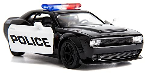 BDTCTK 1/36 Scale Challenger Police Car Model, Zinc Alloy Die-Cast Pull Back Vehicles Kid Toys for Boy Girl Gift (Black)