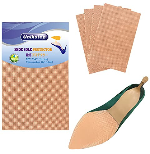 Unikstep 4 Stück Schuhsohlen-Schutz, selbstklebende rutschfeste Schuhpolster für Ferse und Fußbett, selbstklebender rutschfester Geräuschreduktionsaufkleber (Khaki)