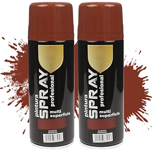 Etrexonline Pintura Spray Multicolor Profesional 400ml Adecuado Metal Madera y Plástico - Color Marrón (Paquete de 2)