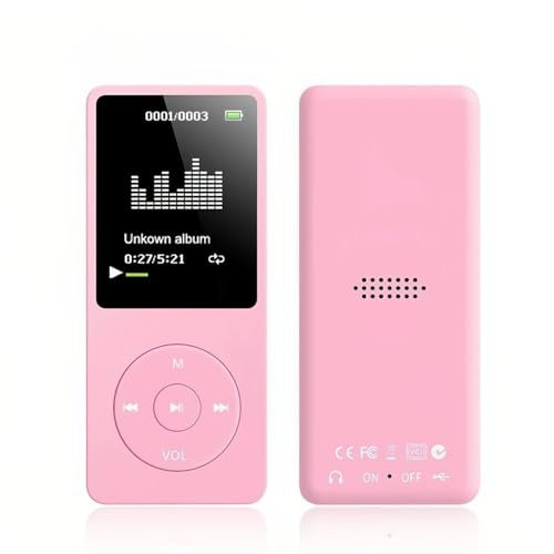 Lecteur MP3 MP4 pour Enfants, Lecteur de Musique MP3 avec écran HD 1,8 Pouces, Radio FM, écouteurs, Lecteur Audio HiFi Portable avec Enregistreur Vocal, Visionneuse de Photos (Rose)