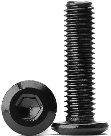 (20 pièces) Vis à Tête Plate à Six Pans Creux M5 x 35mm, en Acier Inoxydable 304 Avec Finition Noire Oxydée, Vis à Tête Demi-Ronde à Embase, Filetage Complet