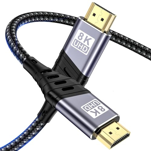 YUETUOL Cavo HDMI 8K 3Metri, Nylon Intrecciato Cavi HDMI 2.1 48Gbps ad Alta Velocità 8K@60Hz, 4K@120Hz 7680P eARC HDCP 2.2 e 2.3 DTS:X Dinamico D-olby HDR, Compatibile con PS5 X-BOX HDTV Monitor PS5