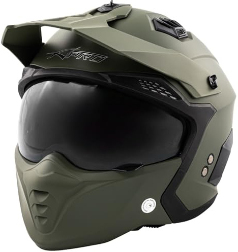 Casque Moto Jet Cafe Racer Homologué ECE 22-06 Scooter Custom Vert Mat M
