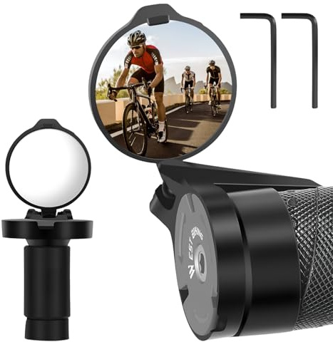 2 Pezzi Specchietto Retrovisore Bicicletta, HD Alta Definizione 360° Ruotabile, per Manubri 16-22 mm, per Bici Pieghevoli, da Corsa, Mountain Bike