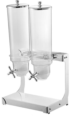 Acero Inoxidable Dispensador De Cereales, 3.5L/7L/10.5L/14L Encimera Dispensador De Comida Seca Organizador De Aperitivos Contenedores Almacenaje Para Avena Granola Caramelos, Double