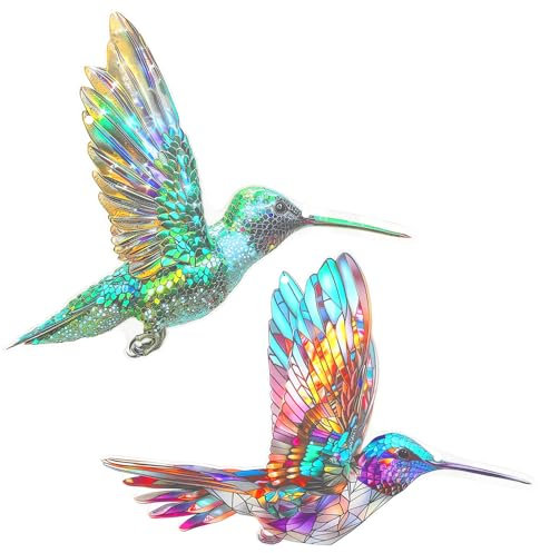 ZMDMAH 2 Pièces Sun Catcher, Attrape Soleil, Prisme Colibri, Décorations de Fenêtres, Artisanat, Décorations Acryliques Colorées à Suspendre, Jardin, Intérieur, Décorations de Vacances