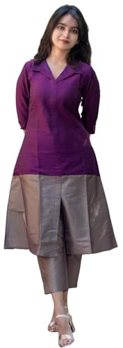 GoSriKi Women's Plain Viscose Rayon Kurta with Trousers