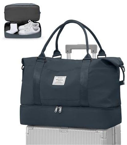 WEPLAN Sac de Voyage 45x36x20 pour Easyjet Bagage à Main Avion Sac Weekend Femme Homme Sacs Cabine Impermeable Sacs de Sport Voyage avec Compartiment à Chaussures Travel Bag,A07-Gris Ardoise