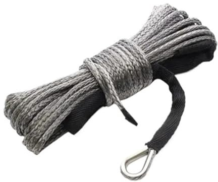 Cavo di linea for verricello con guaina, corda di traino sintetica grigia, 15 m, 7700 libbre, corda for manutenzione autolavaggio, for ATV UTV fuoristrada
