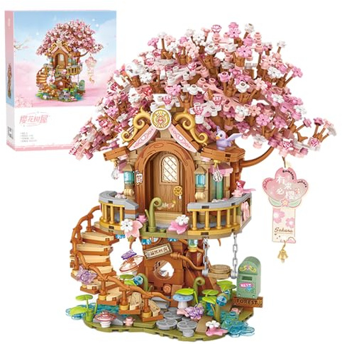 JOMIOD Arbre Sakura Kit de Construction, Modèle de Cerisier Japonais en Fleurs, Maison D'architecture Créative MOC pour Enfants et Adultes - 1149 Pièces