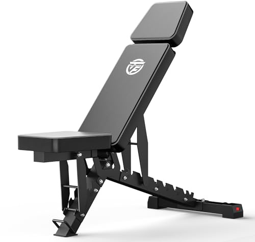 ONETWOFIT Proffessional Weight Bench, Adjustable Bench Press 1400LBS Heavy Duty Strength Workout Bench, Foldable Training Equipment Indoor, Sit Up Incline Decline Flat for Home Gym (BLACK-1)