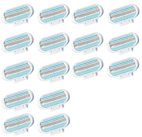 16 stycken rakblad ersättning för kvinnor, premium rakhyvelpåfyllningar, rakhyvlar för kvinnor, fuktgivande remsor hudkudde, för Venus extra smidig, exakt rakning, delikat och hållbar för känslig hud