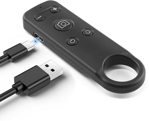 KingYH Control Remoto Bluetooth Inalámbrico para iPhone Captura de Fotos y vídeos Zoom Cambio de Objetivo Disparador Remoto Recargable por USB Alcance de 15 m Compatible con iOS y Android