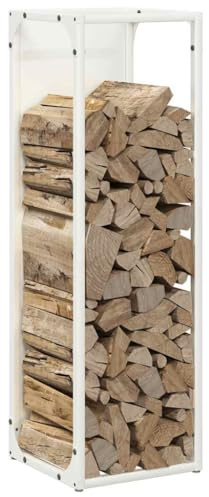 Tomostar Range Bûche Vertical, Range Bois Étagère à Bûches Support pour Bois de Cheminée Portant de bois chauffage blanc 25x25x80 cm