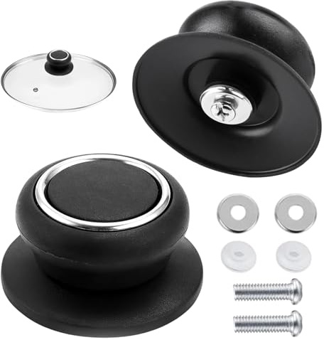 FinalCool 2 Piezas Pomo Tapa Olla, Perillas Pomo Recambio Tapadera, Manijas de Repuesto en Baquelita, Resistentes al Calor, Asas Universales de Repuesto para Ollas de Cocción Lenta, Sartenes