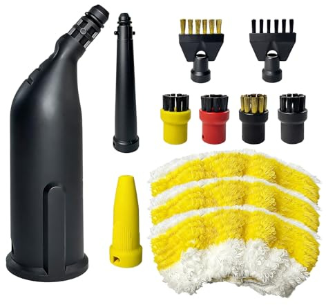 12 Pezzi Accessori per Kärcher Pulitore a Vapore SC1 SC2 SC3 SC4 SC5, Set di Ricambio per Kärcher Pulitore a Vapore con Spazzola Rotonda Spazzola Piatta Ugello Curvo Rivestimento per Panno Di Pulizia