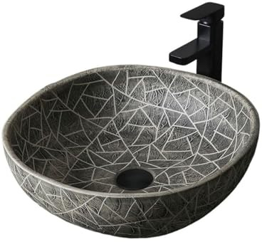 YNIYUJKL Lavabo De Baño, Lavabo De Encimera Vintage Esmerilado, Lavabo De Baño, Lavabo Doméstico para Patio, Lavamanos con Accesorios, Lavabo De Tocador sobre Encimera.