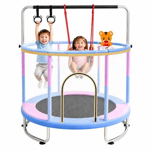 5FT Mini Toddler Trampoline Indoor Outdoor Kids with Safety Enclosure Net