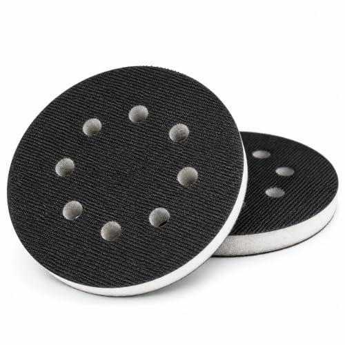 Tampon Interface 125mm Mousse Souple pour Ponceuse Excentrique, Patin de Ponçage 8 Trous pour Disque Abrasif et Plateau de Polissage, Lot de 2 Pièces pour Surfaces Profilées et Chant