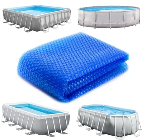 Linxor - Cobertor Solar Redondo, Ovalado, Cuadrado o Rectangular para Piscinas intex u Otras - 180 micras - Azul - Varias Medidas Disponibles