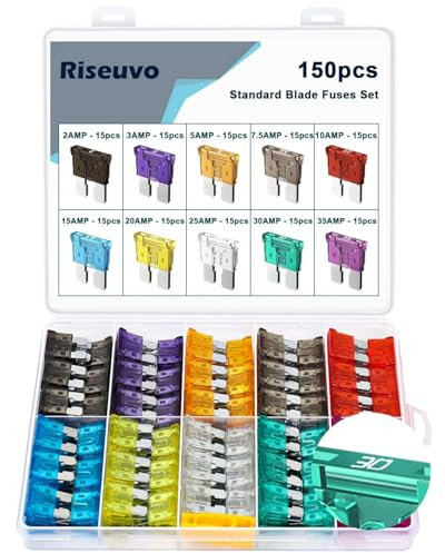 Riseuvo 150 Pcs Standard Automotive Fuse Kit - Car Auto ATO Blade Fuses Assortment Kit for Vehicle, Truck, RV, Boat with Fuse Puller (2A 3A 5A 7.5A 10A 15A 20A 25A 30A 35A)