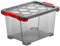 Rotho Evo Total Protection Boîte de Stockage 30L avec Couvercle, Plastique (PP) sans BPA, Anthracite/Rouge, 15L (39,3 x 28,3 x 23,0 cm)