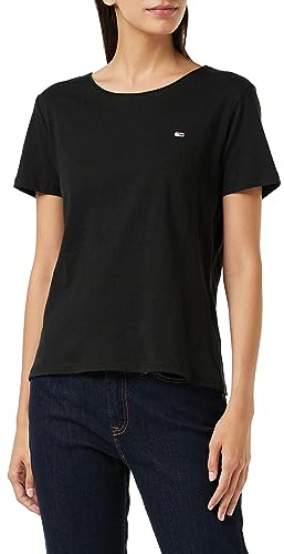 Tommy Jeans Women's TJW Slim Jersey C Neck T-Shirt, Black, S