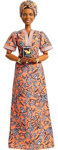 Barbie GXF46 - Inspiring Women Maya Angelou Puppe (ca. 30 cm) mit Kleid, Puppenständer und Echtheitszertifikat, Geschenk für Kinder und Sammler, Spielzeug ab 6 Jahren