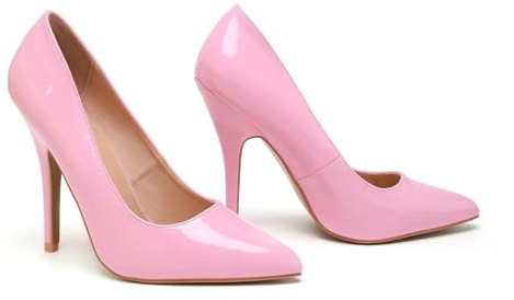 Bismaa Mens Womens Drag Queen Cross Dresser HIGH Heel Pointy Toe Court Shoes Big Sizes UK 9,10,11,12 (Pink Patent, Numeric_11)