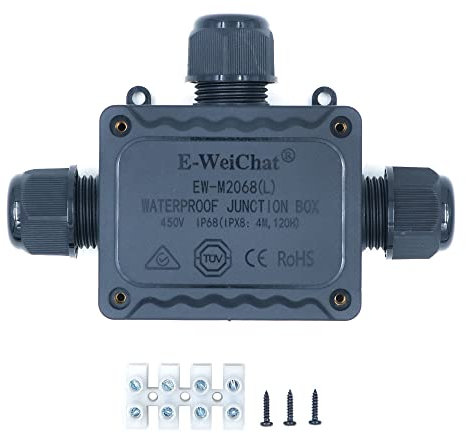 ZONADAH T-Type 3-Way IP68 Waterproof Electrical Cable Wire Connector Junction Box 450V 32A 10-14mm 4M Depth Outdoor Garden Lighting Wiring