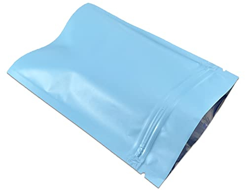 WACCOMT Pack 100 unidades de papel de aluminio mate bolsa de embalaje con cremallera, hermética, bolsa plana de almacenamiento de alimentos, bolsa de mylar (azul mate, 12 x 18 cm (4,7 x 7,1 pulgadas))