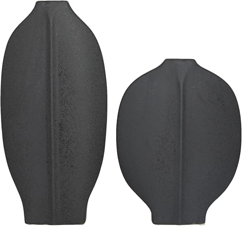 CosmoLiving by Cosmopolitan Jarrón de cerámica para ánfora, juego de 2 de 18 pulgadas, 13 pulgadas de alto, negro