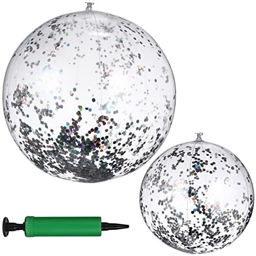 BESPORTBLE Aufblasbarer Wasserball Glitzer-Wasserbälle Poolbälle Mit Luftpumpe Schwimmfähiger Konfettiball Für Sommerstrand Pool Und Partyzubehör Zoll Und 16 Zoll