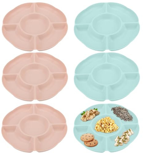 MOUYAT 6 Pack Plastic Serving Platter, Compartment Serving Platters, Fruit Platter Tray, Movie Night Snack Tray for Parties, Appetizers, Nuts, Fruits, Dessert, 24.5cm