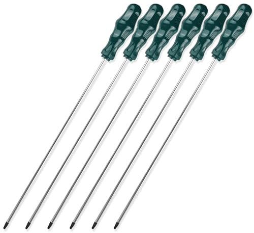 TOATELU Juego de 6 destornilladores largos Torx magnéticos: hoja 400 mm, mango de plástico (T15, T20, T25, T27, T30, T40)