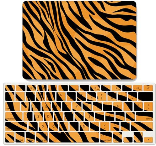 JZ [Animal Pattern] Laptop Hard Shell Fall für MacBook Air 13 with M1 Models A2337 A2179 mit Tastaturabdeckung - Tiger