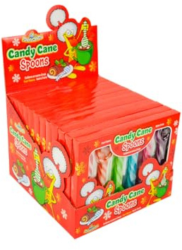 Candy Cane Spoons - Petites cuillères en sucre d'orge - Friandises 6 parfums : fraise, tutti frutti, myrtille, pomme, cerise et orange