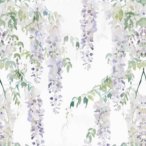 FunStick Carta da Parati Autoadesiva Viola Paraschizzi Cucina Adesivo Fiori Cascate di Glicine Carta da Parati Floreale Pellicola Adesiva per Mobili Viola Lilla Rivestimento Bagno Floreale 44.5CM×3M