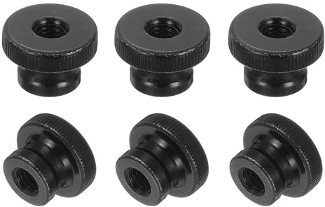 sourcing map 6Pcs Knurled Thumb Nuts, M8x16mm Carbon Steel Nut Iron Round Knobs Fasteners High Head Through Hole Hand Screw Nut for 3D Printer Part, Black