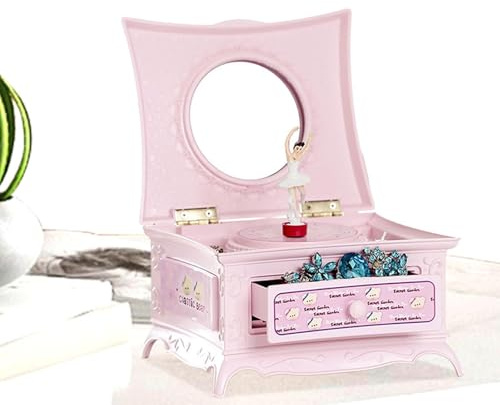 Zestivra Caja De Música Giratoria De Bailarina | Organizador De Joyas De Bailarina Para Niñas Y Adolescentes, Juego De Joyero Con Cajones Extraíbles, Regalos De Bailarina Con Espejo De Para