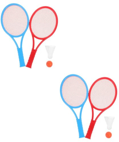 POPETPOP 2 Sets Boys and Girls Tennis Racket Toy Soft Balls Beginner Friendly Outdoor Play Activity Random Color