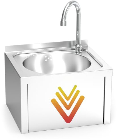 Lioninox Lave-Mains INOX Mural Commande fémorale Poussoir Occulte 250x300x250 mm