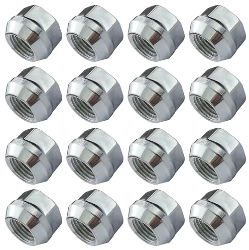 16 dadi aperti M12 x 1,5 con cintura, altezza 17 mm, zincati, per cerchioni in alluminio e distanziatori, fascia conica 60°, SW19