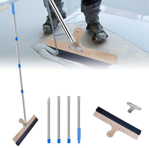 Rasqueta de Suelo Dentada 56cm de Acero Inoxidable, Espátula Profesional de Doble Diente 3 mm y 5 mm, Mango Extensible hasta 160 cm, Herramienta para Nivelación de Mortero y Revestimientos de Suelo
