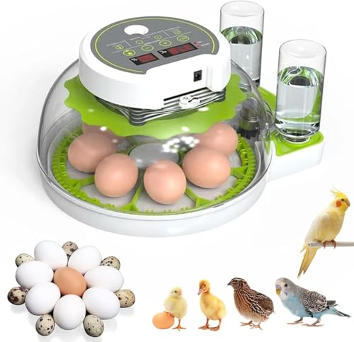 Egg Incubator, 18 Egg Incubators with Automatic Turning and Humidity Control, 360° Viewing Window, Integrated Egg Candler, for Hatching Chicken Quail Duck Bird Eggs