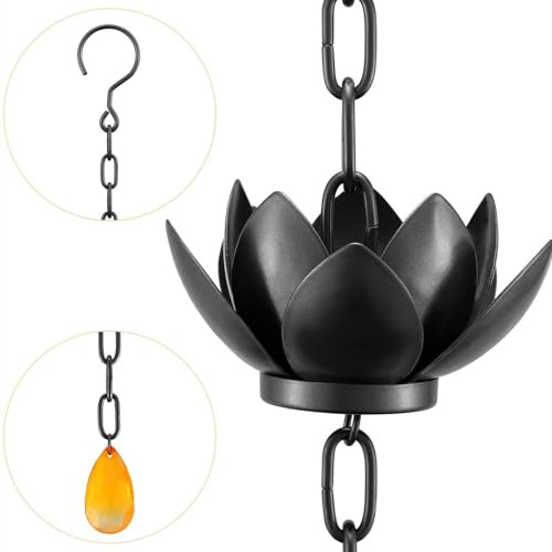 YWQJL Catena da Pioggia per Grondaia, Sistema di Drenaggio Pluviale Decorativo per Giardino E Terrazza Ostituzione Moderna Ai Tubi di Scarico(1,2.4m/8ft)