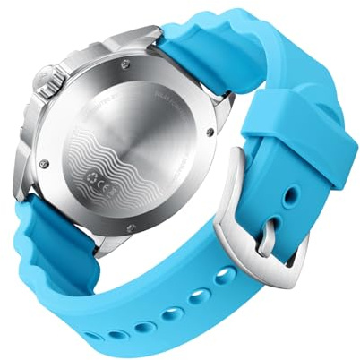 BAFOVY Reloj de Buceo de Cuarzo con Energía Solar, Resistente Al Agua hasta 300 M con Correa Luminosa, Silicona Cómoda para Hombres y Mujeres Buceo Al Aire