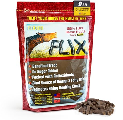 Flix 9 lb, 100% Flaxseed Healthy Treats for Horses, High in Omega-3 Horse Treats