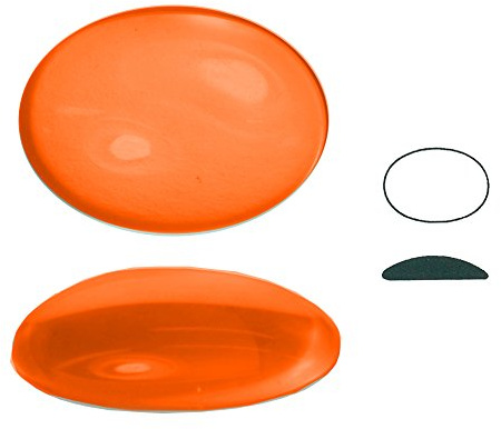 Ullmanglas muggsten av glas, 1 st., uppmättad, kanter rundad, oval, ca 25 x 18 mm, h ca 6 mm (transparent orange)